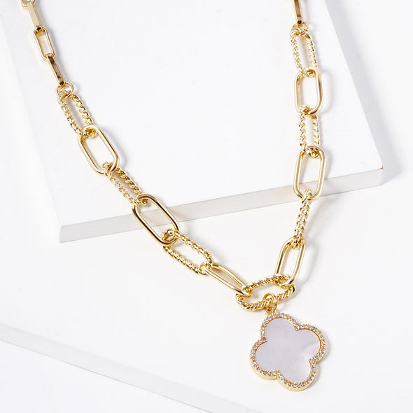 Clove Rhinestone Paperclip Link Necklace
