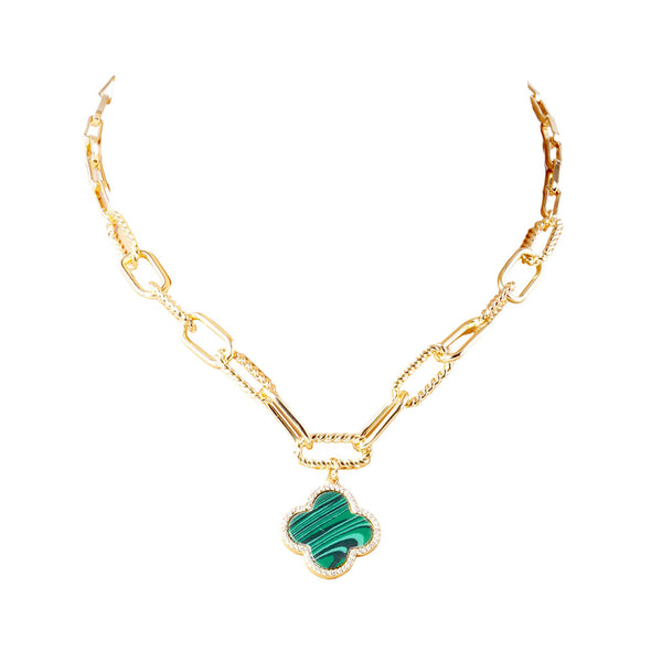 Clove Rhinestone Paperclip Link Necklace