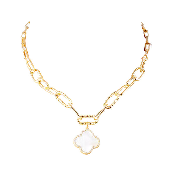Clove Rhinestone Paperclip Link Necklace