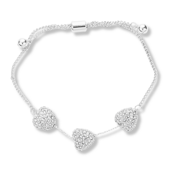 Triple Heart Pull Tie Bracelet