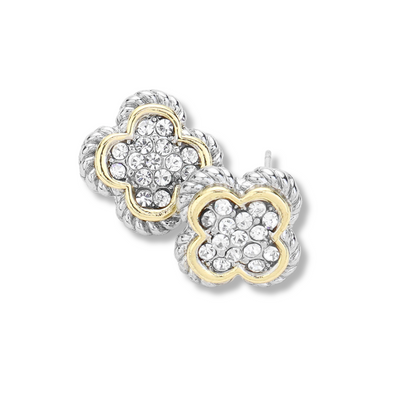 Clover Two-Toned Stud Earrings