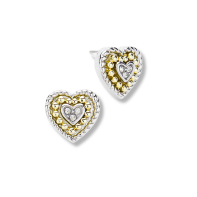 Heart Two-Toned Stud Earrings