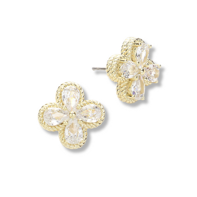 Crystal Clover Stud Earrings