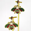 Red and Green Bee Earrings with Pearls