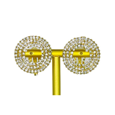 Round Gold RHINESTONE CLIP-ON EARRING