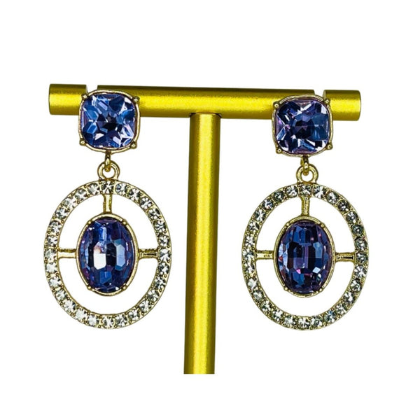 LAVENDER CIRCLE COMPASS EARRING