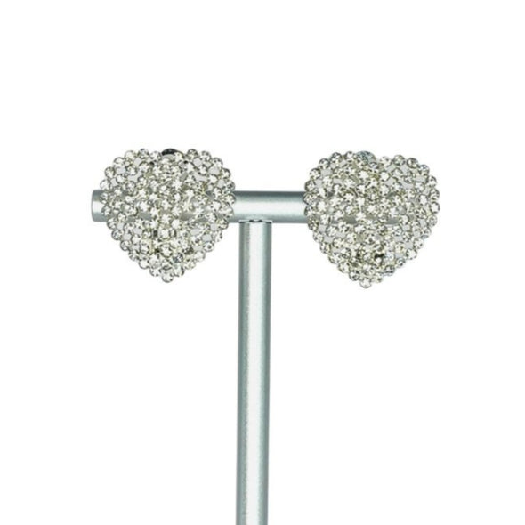 silver heart rhinestone clip-on earring 