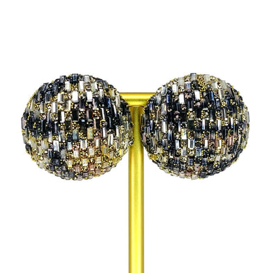 ROUND MULTI JEWEL TONED BLING EARRING